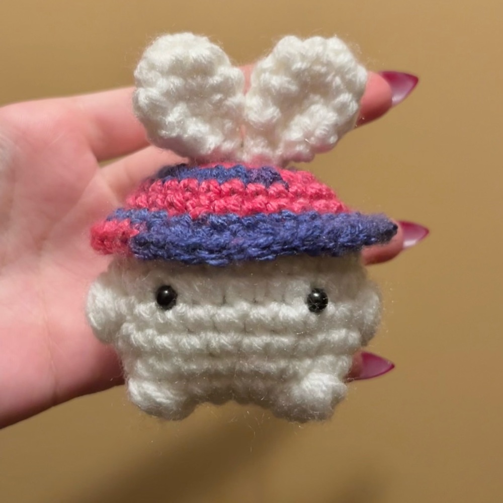 crochet mushroom keychain